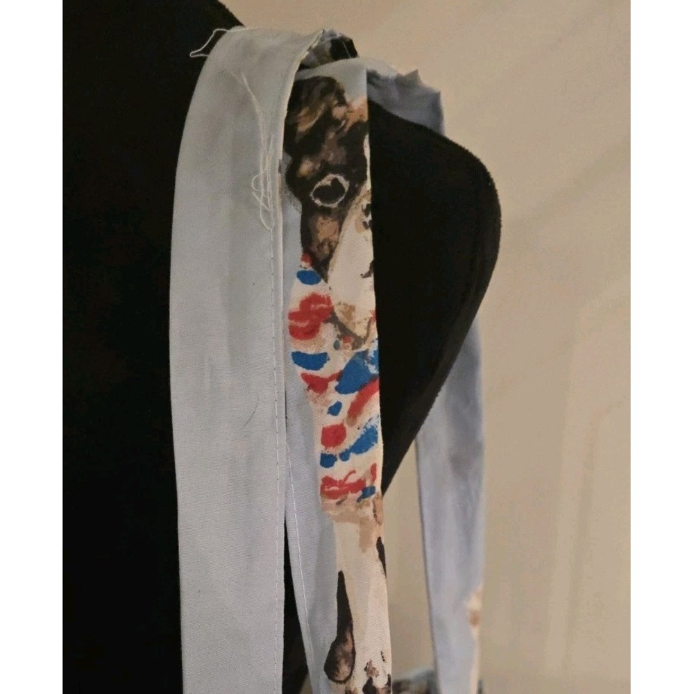 Mainstays Reversible Quilted Tote Bag Dog Print Blue Red Striped Shoulder Bag - Picture 4 of 12